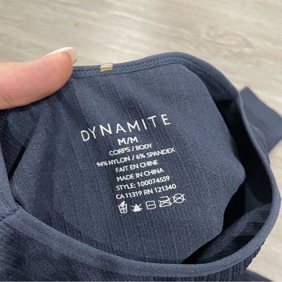 Dynamite Ribbed Crop Long Sleeve Navy Blue Medium NWT - Picture 6 of 6